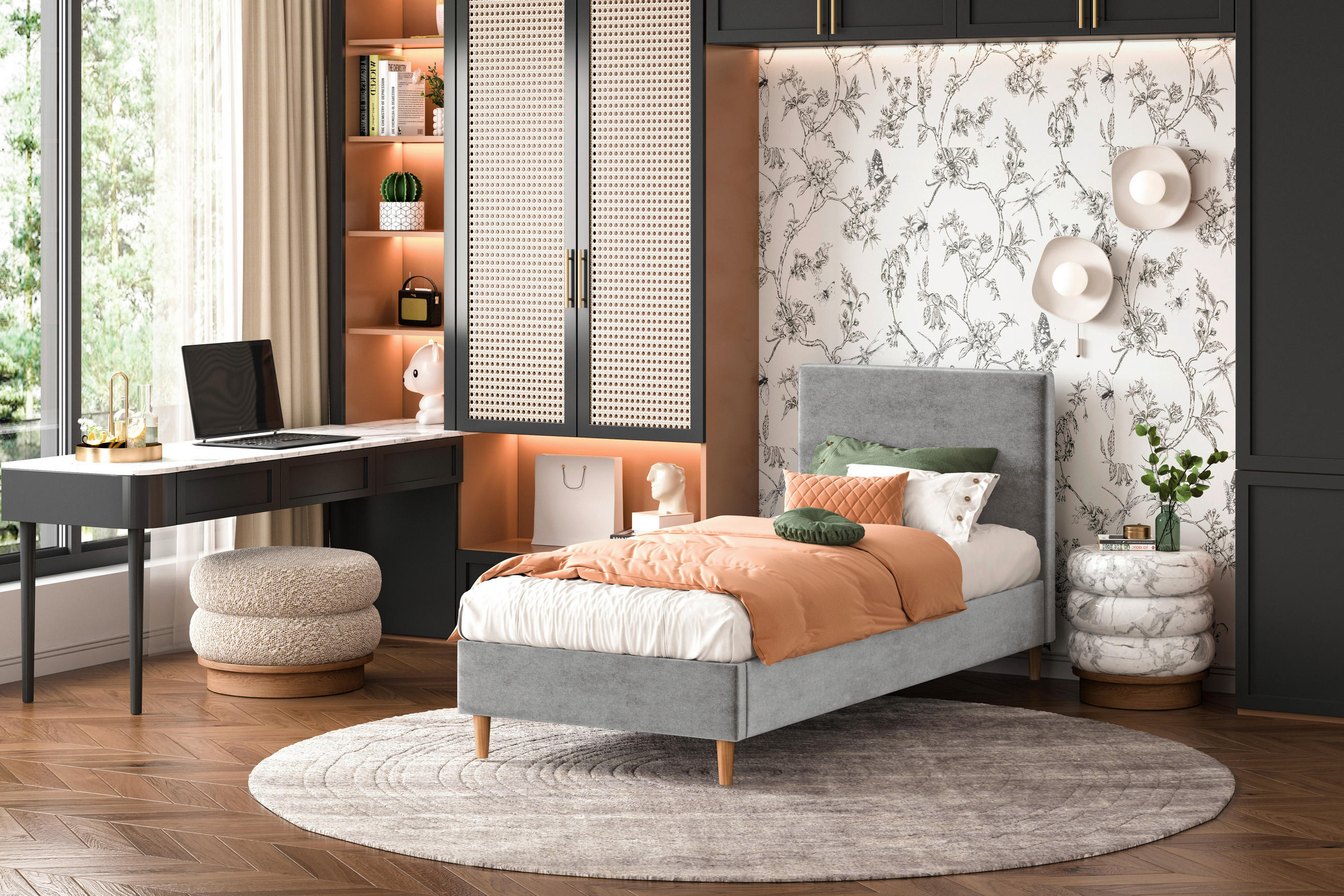 BOXBETT 90/200 cm  in Hellgrau  - Hellgrau, KONVENTIONELL, Holz/Textil (90/200cm) - Boxxx
