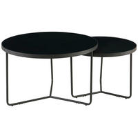 SADA KONFERENČNÝCH STOLÍKOV, čierna, kov, sklo, 60-80/60-80/44.5-49.5 cm - čierna, Design, kov/sklo (60-80/60-80/44.5-49.5cm) - MID.YOU