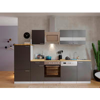 KÜCHENBLOCK 280 cm   in Grau  - Edelstahlfarben/Nussbaumfarben, Basics, Holzwerkstoff/Metall (280cm) - Respekta