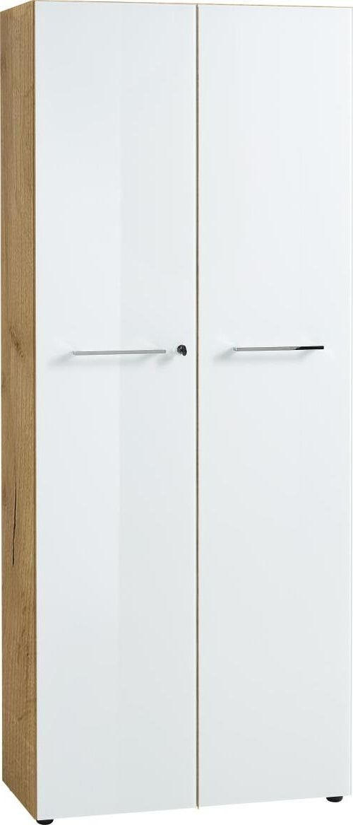 AKTENSCHRANK 80/196/37 cm  - Weiss/Eichefarben, Modern, Glas/Holzwerkstoff (80/196/37cm) - Germania