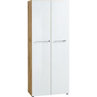 AKTENSCHRANK 80/196/37 cm  - Weiss/Eichefarben, Modern, Glas/Holzwerkstoff (80/196/37cm) - Germania