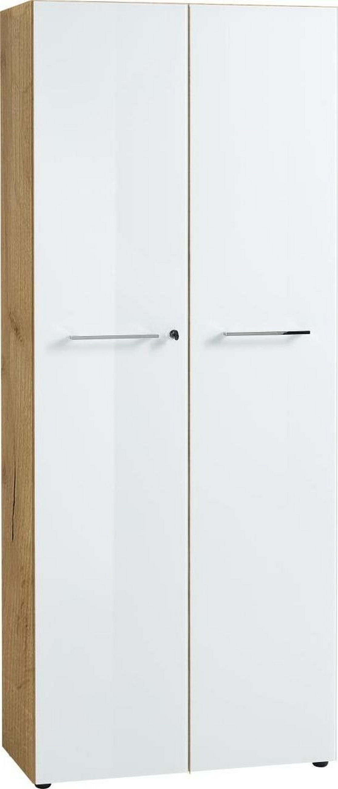 AKTENSCHRANK 80/196/37 cm  - Weiss/Eichefarben, Modern, Glas/Holzwerkstoff (80/196/37cm) - Germania