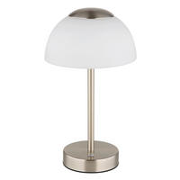 AKKU-TISCHLEUCHTE SARIMA 15/31 cm  - Weiß/Nickelfarben, KONVENTIONELL, Glas/Kunststoff (15/31cm)