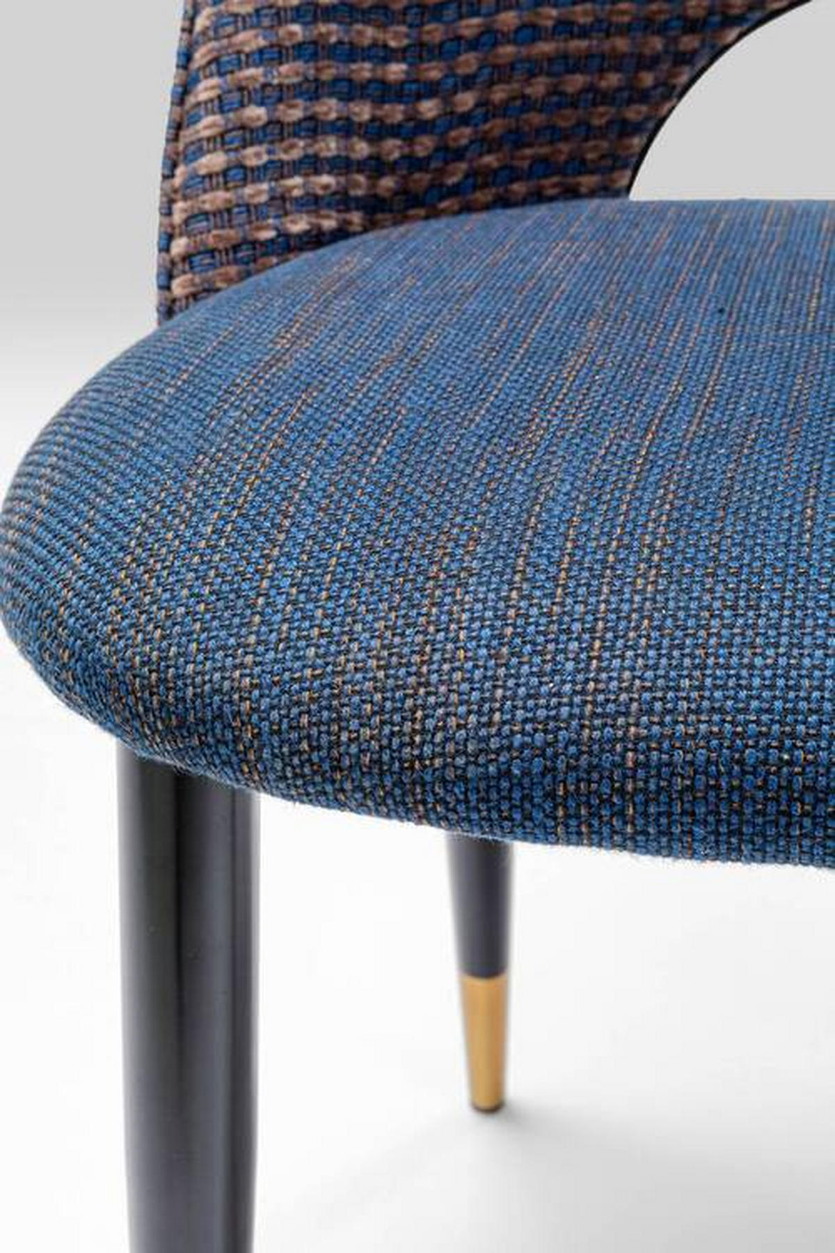 STUHL Webstoff Blau, Schwarz, Goldfarben  - Blau/Goldfarben, Design, Textil/Metall (49/84/54cm) - Kare-Design