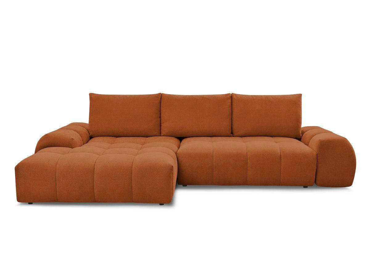 ECKSCHLAFSOFA EVEREST  mit Rücken echt, Armteil links, Armteil rechts Struktur Orange  - Schwarz/Orange, MODERN, Kunststoff/Textil (180/318cm) - Livetastic