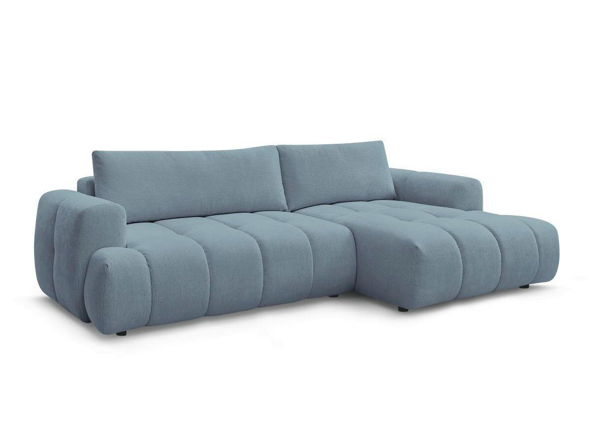 ECKSCHLAFSOFA FUJI Leinenoptik Hellblau  inkl.  - Schwarz/Hellblau, MODERN, Kunststoff/Textil (292/160cm)