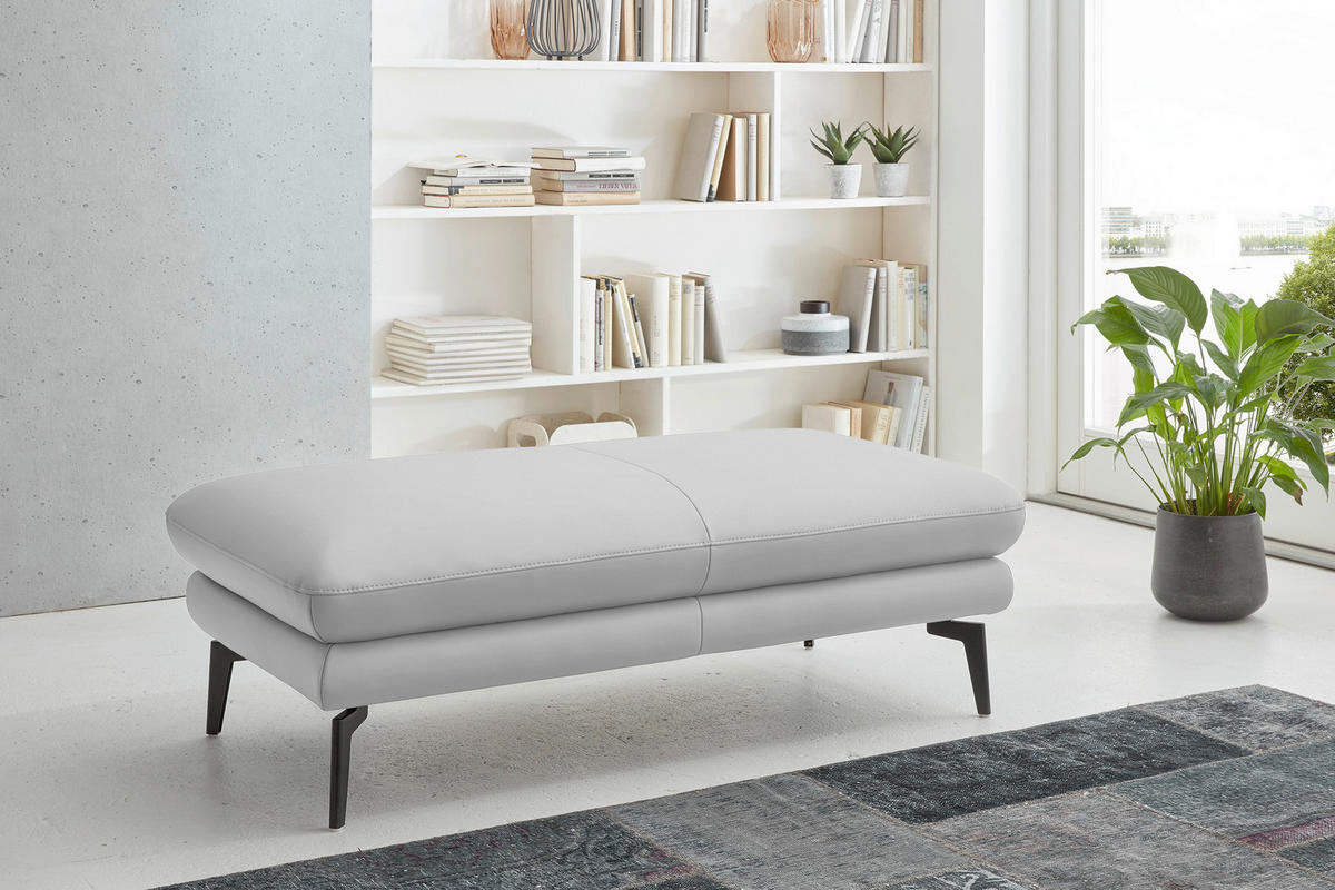 2,5-SITZER in Leder Weiß  - Schwarz/Weiß, Design, Leder/Metall (196/86/104cm) - Dieter Knoll