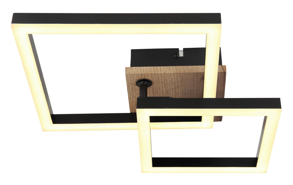 STROPNÍ LED SVÍTIDLO, 42/31/8 cm - tmavě hnědá/černá, Basics, kov/kompozitní dřevo (42/31/8cm) - Globo