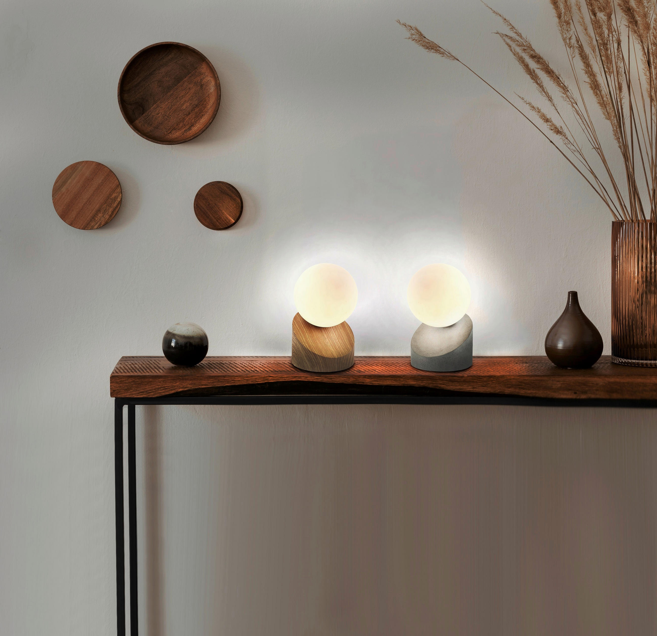LED BORDSLAMPA - vit/mörkgrå, Design, metall/glas (10/16cm) - Novel