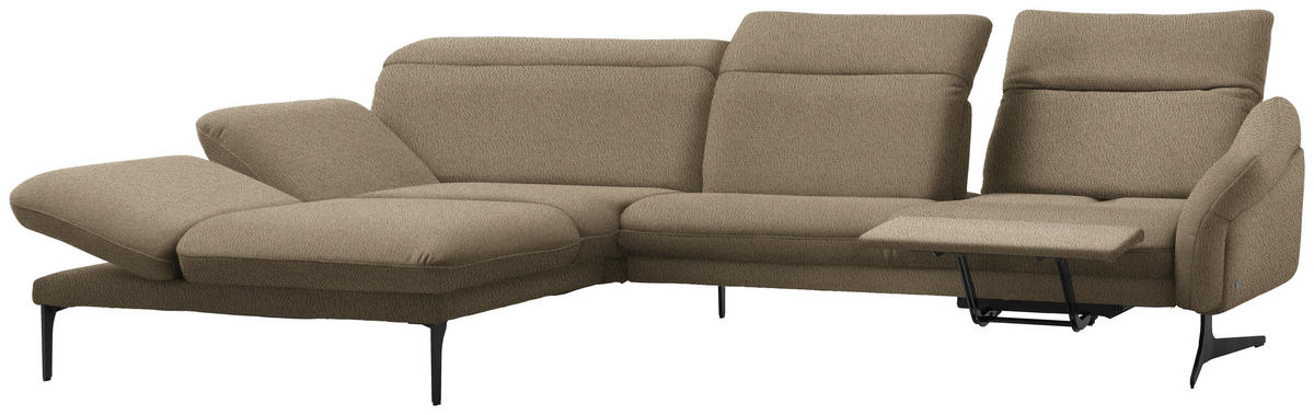 ECKSOFA in Webstoff Hellbraun  - Hellbraun/Anthrazit, Design, Textil/Metall (203/299cm) - Himolla