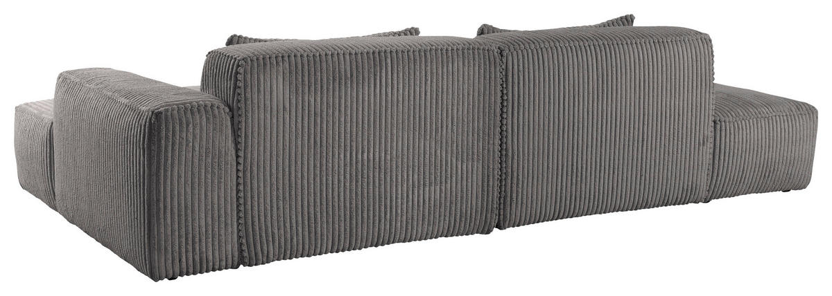 ECKSOFA BILLUND Grau Cord Nierenkissen  - Schwarz/Grau, KONVENTIONELL, Kunststoff/Textil (294/165cm) - Livetastic