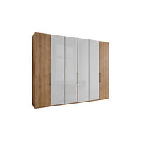 FALTTÜRENSCHRANK 300/236/58 cm 3-türig Weiß, Eiche Bianco  - Schieferfarben/Eiche Bianco, KONVENTIONELL, Glas/Holzwerkstoff (300/236/58cm) - Dieter Knoll