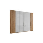 FALTTÜRENSCHRANK 300/236/58 cm 3-türig Weiß, Eiche Bianco  - Schieferfarben/Eiche Bianco, KONVENTIONELL, Glas/Holzwerkstoff (300/236/58cm) - Dieter Knoll