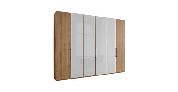 FALTTÜRENSCHRANK  in Weiß, Eiche Bianco  - Schieferfarben/Eiche Bianco, KONVENTIONELL, Glas/Holzwerkstoff (300/236/58cm) - Dieter Knoll