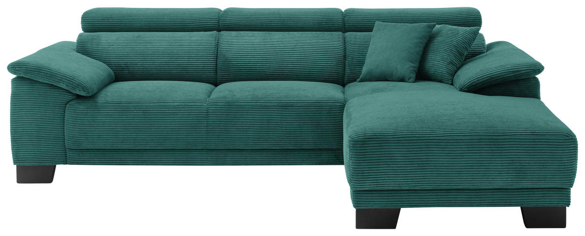 ECKSOFA in Cord Waldgrün  - Waldgrün/Schwarz, Design, Holz/Textil (270/174cm) - Pure Home Lifestyle