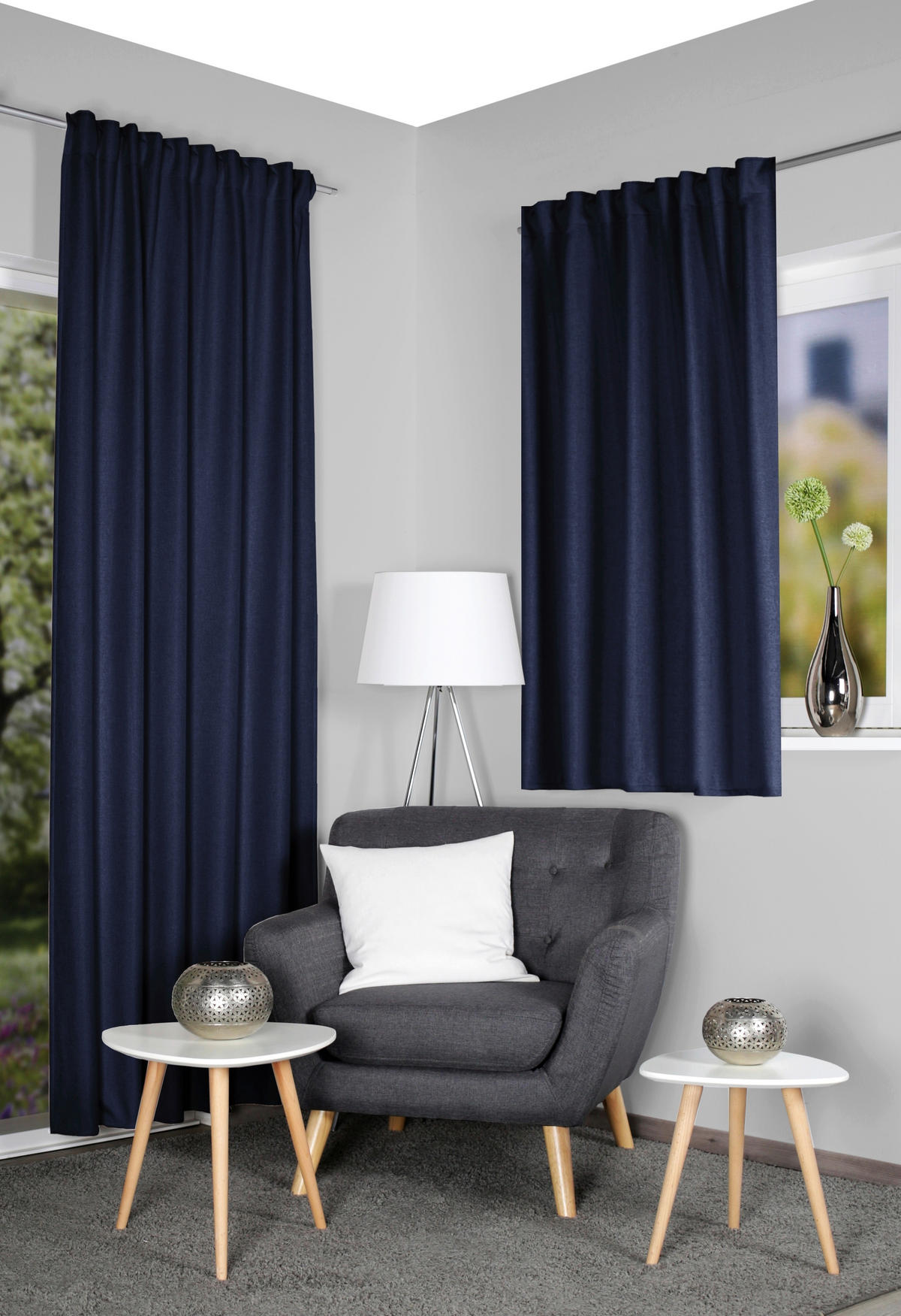 WÄRMESCHUTZVORHANG Verdunkelung 135/160 cm   - Blau, Basics, Textil (135/160cm)