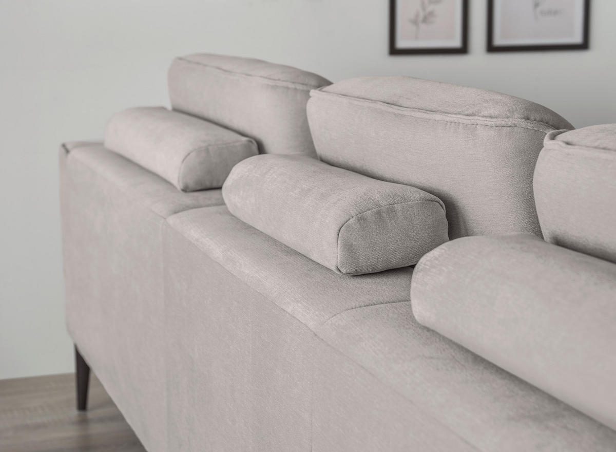 ECKSOFA Hellgrau Flachgewebe  - Hellgrau/Schwarz, KONVENTIONELL, Textil/Metall (279/193cm) - SetOne by Musterring