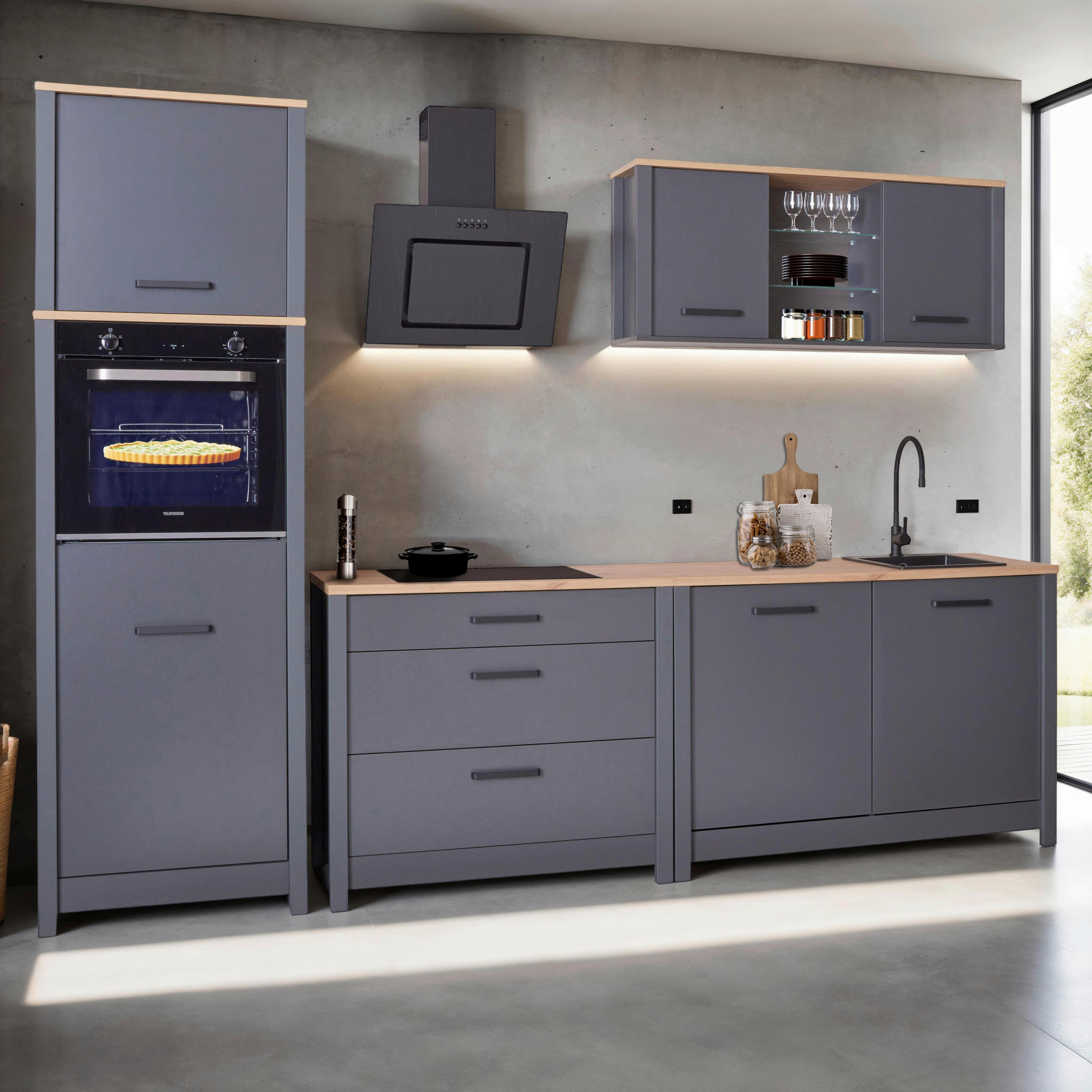 AUFSATZSCHRANK 70/60,5/60 cm   - Anthrazit/Schwarz, MODERN, Holzwerkstoff/Metall (70/60,5/60cm) - home24