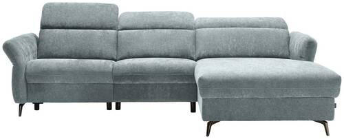 ECKSOFA Blau Webstoff  - Blau/Schwarz, Natur, Textil/Metall (285/199cm) - Valnatura