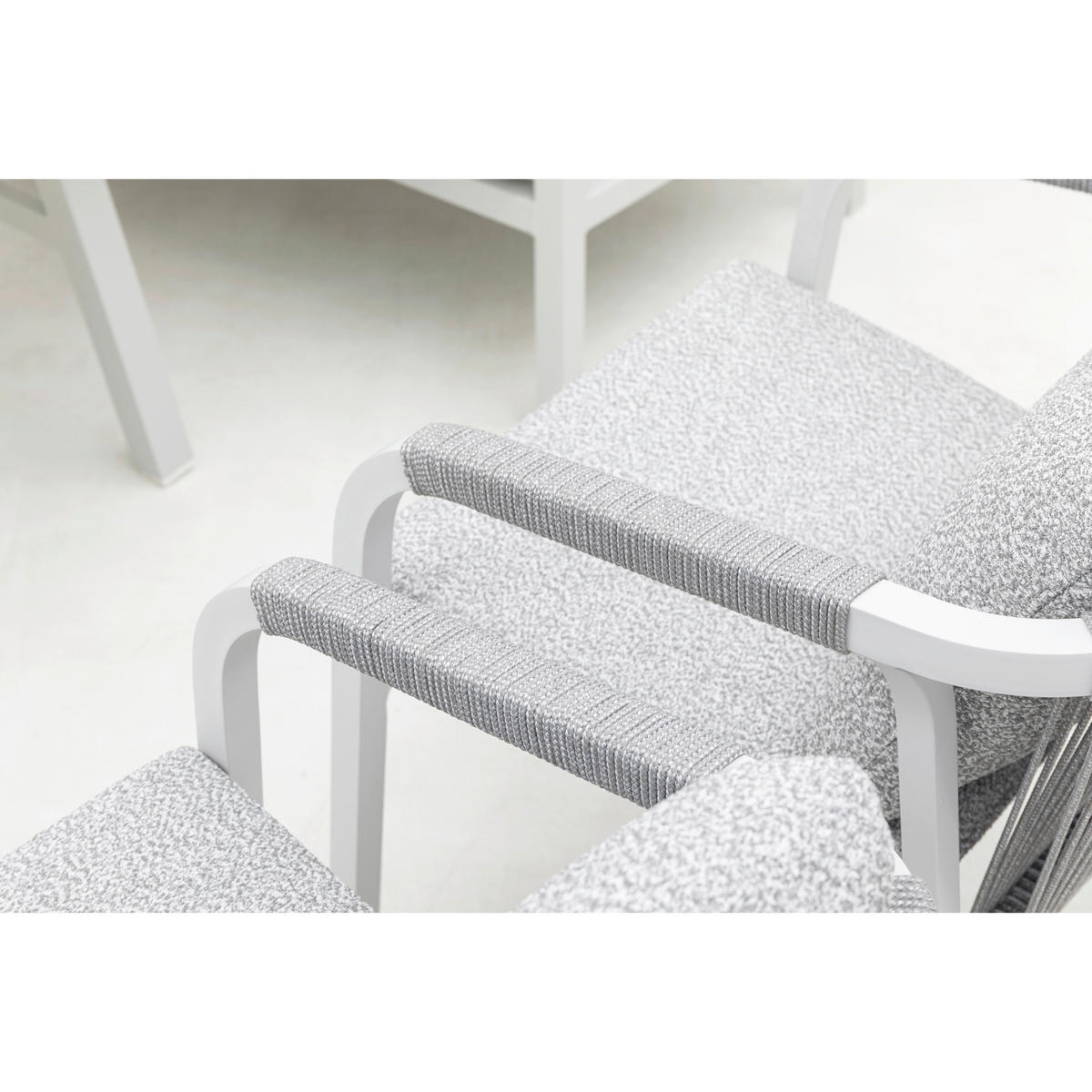 DINING-LOUNGESET  - Weiß/Grau, MODERN, Glas/Textil - Gardenson