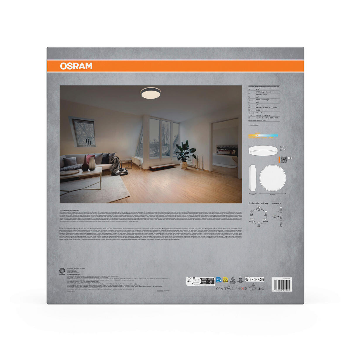 LED-DECKENLEUCHTE 49/7 cm   - Basics, Metall (49/7cm) - Osram