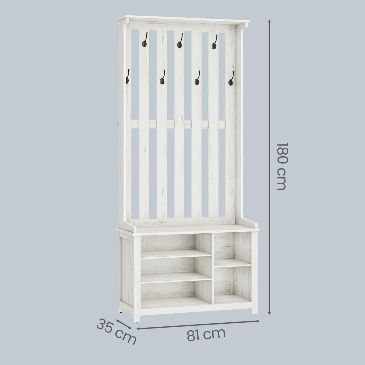 GARDEROBE 4-teilig  in 81/180/35 cm  - Weiß, Trend, Holzwerkstoff (81/180/35cm) - Boxxx