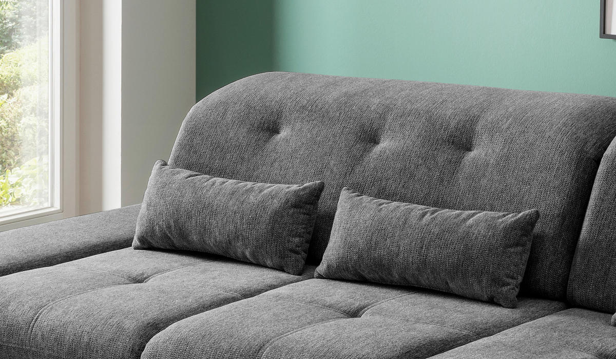 ECKSOFA in Chenille Anthrazit  - Chromfarben/Anthrazit, Design, Textil/Metall (300/196cm) - Livetastic