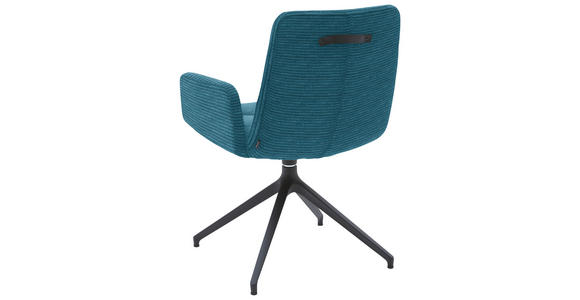 ARMLEHNSTUHL  in Cord  - Petrol/Schwarz, Design, Textil/Metall (61/88/66cm) - Dieter Knoll