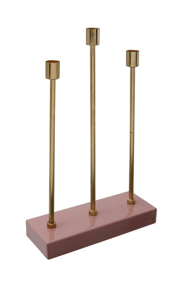 KERZENHALTER - Goldfarben/Rosa, Trend, Metall (26/39,5/9cm) - Kayoom