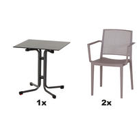 GARTENGARNITUR 3-teilig Stahl  - Taupe, Basics, Kunststoff/Metall (65/80/65cm) - Siena Garden