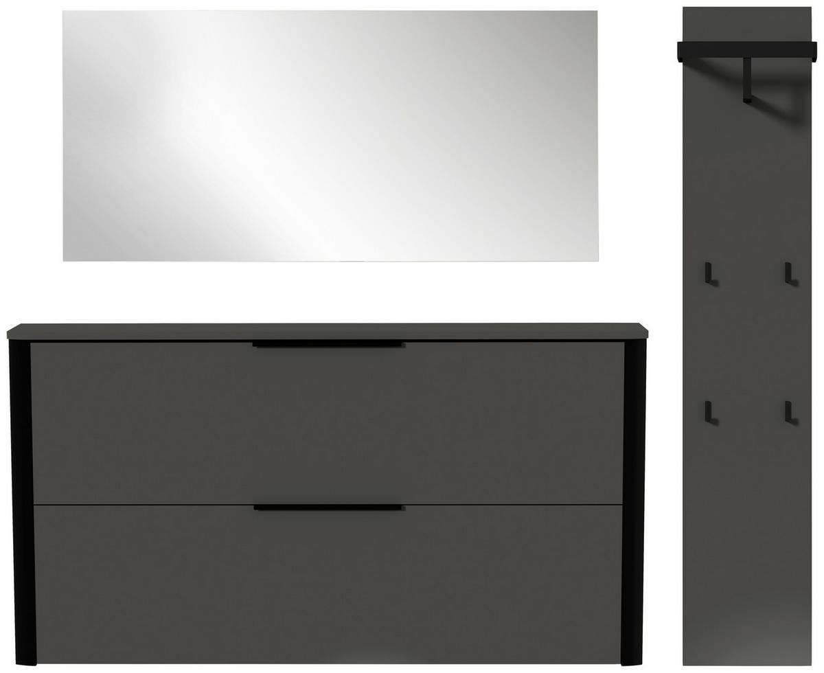 GARDEROBE 3-teilig  in 200/191/34 cm  - Anthrazit/Schwarz, Design, Glas/Holzwerkstoff (200/191/34cm) - Dieter Knoll