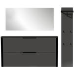 GARDEROBE 3-teilig  in 200/191/34 cm  - Anthrazit/Schwarz, Design, Glas/Holzwerkstoff (200/191/34cm) - Dieter Knoll