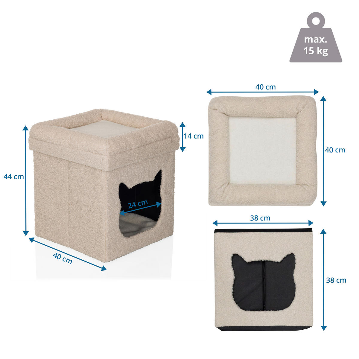 TIERHAUS - Beige, MODERN, Textil (40/44/40cm) - MID.YOU