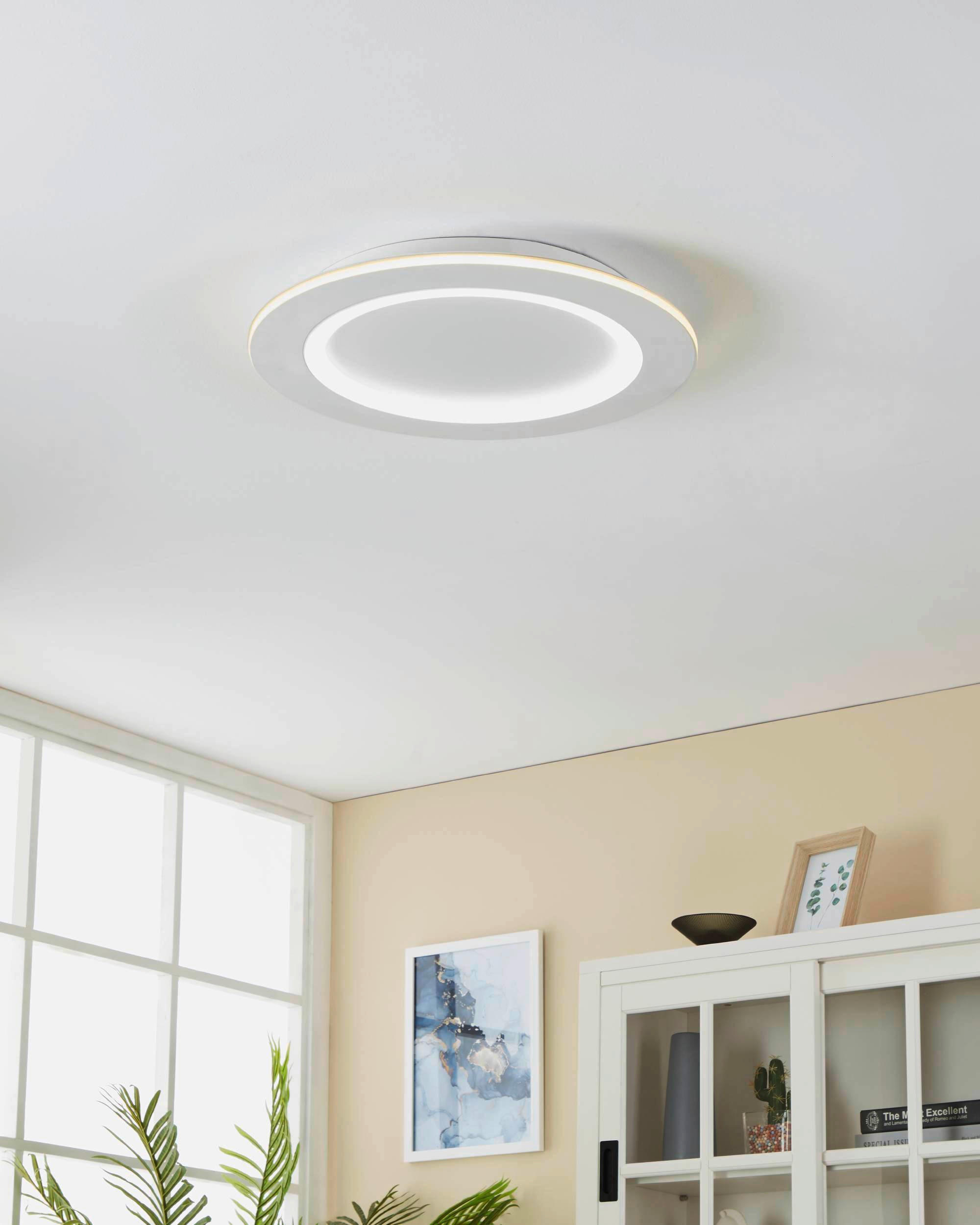 LED-DECKENLEUCHTE Padrogiano  Smart 45/10 cm   - Weiß, Basics, Kunststoff/Metall (45/10cm) - Eglo