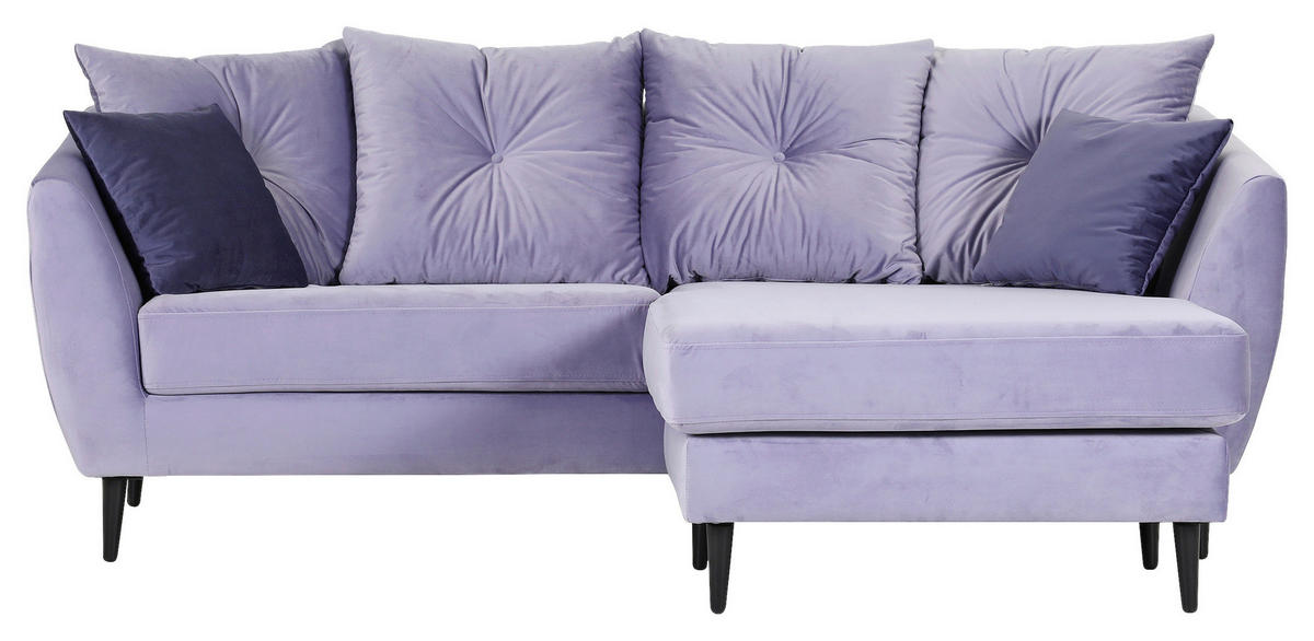 ECKSOFA Lila, Flieder Samt  - Lila/Flieder, KONVENTIONELL, Holz/Textil (210/156cm) - Carryhome