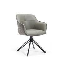 ARMLEHNSTUHL  Sitzfläche 180° drehbar Mikrofaser Echtleder  - Schwarz/Grau, MODERN, Leder/Textil (59/82/62cm) - MID.YOU