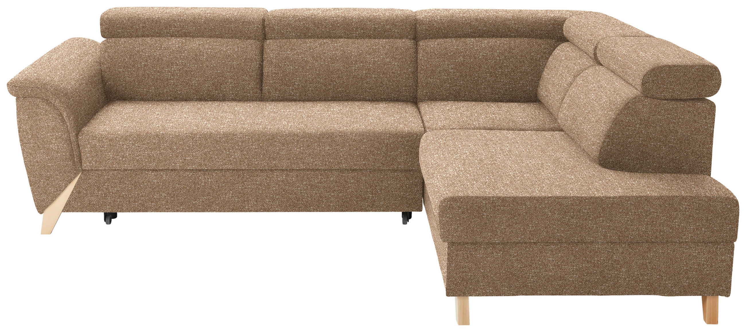 ECKSOFA  in Bouclé Beige  265/200 cm  - Beige/Naturfarben, KONVENTIONELL, Holz/Textil (265/200cm) - Stylife