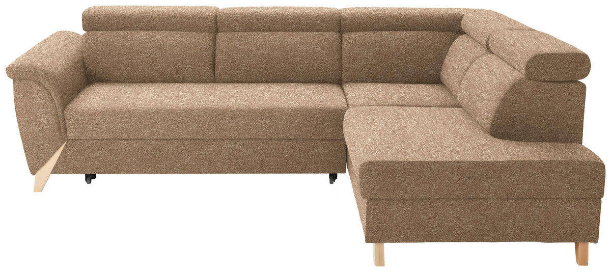 ECKSOFA  in Bouclé Beige  265/200 cm  - Beige/Naturfarben, KONVENTIONELL, Holz/Textil (265/200cm) - Stylife