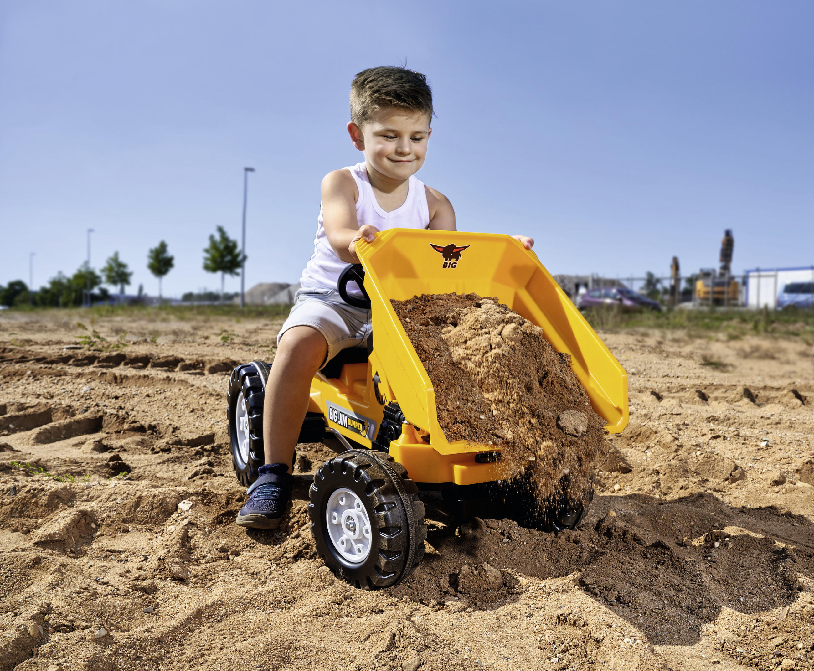KINDERTRAKTOR BIG Jim Dumper - Dunkelgelb/Schwarz, Basics, Kunststoff (94/46/54cm) - BIG