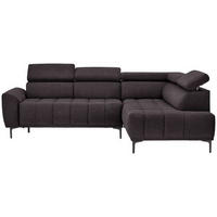 ECKSOFA in Velours Dunkelbraun  - Dunkelbraun/Schwarz, Design, Textil/Metall (261/191cm) - Stylife