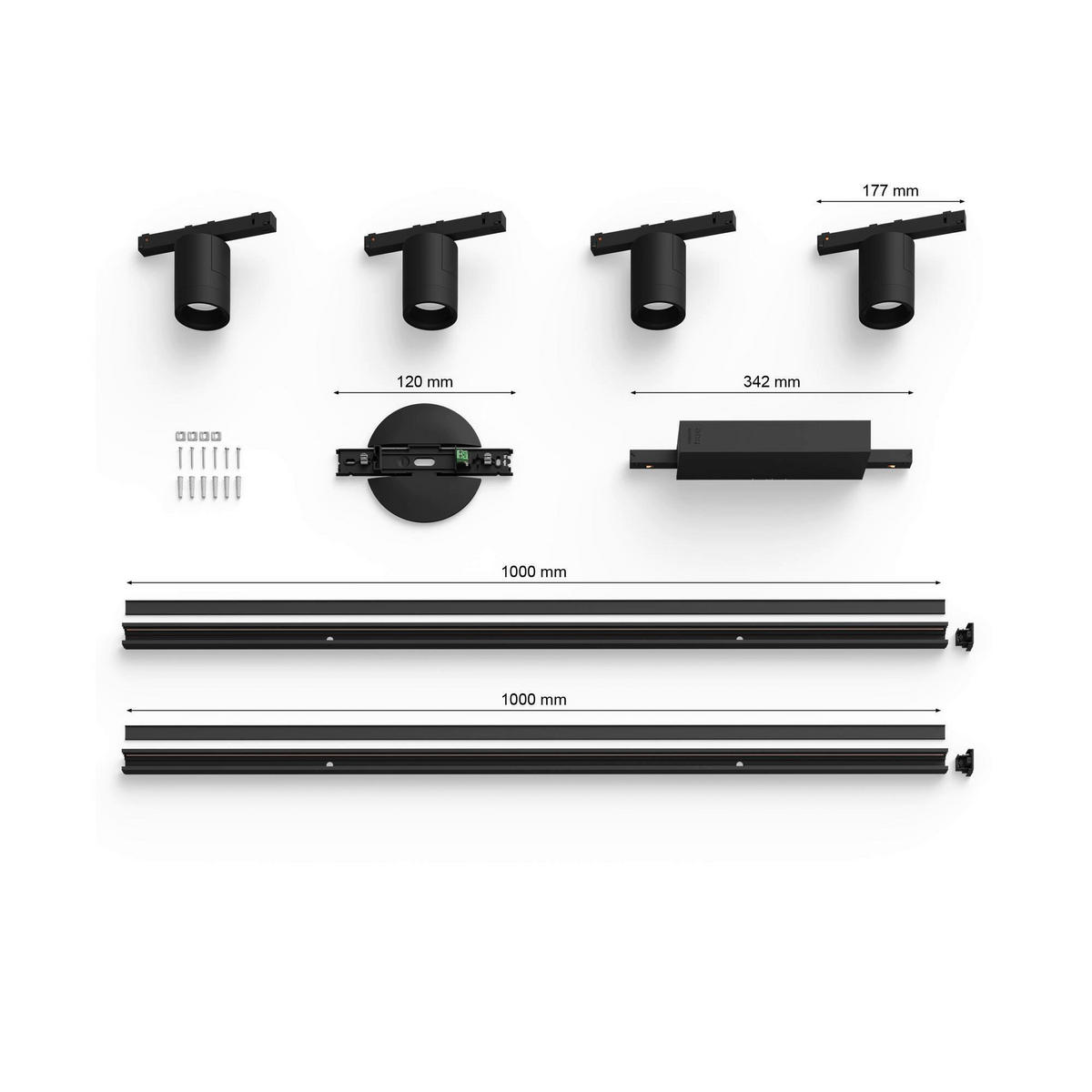 SCHIENENSYSTEM Perifo 221,5/12,8/2,6 cm   - Schwarz, Basics, Metall (221,5/12,8/2,6cm) - Philips HUE