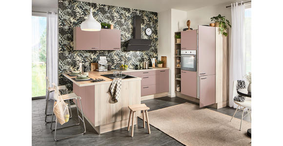 ECKKÜCHE  in Rosa, Tannenholzfarben  - Tannenholzfarben/Schwarz, Design, Holzwerkstoff/Metall (121,6/280/150cm) - Xora