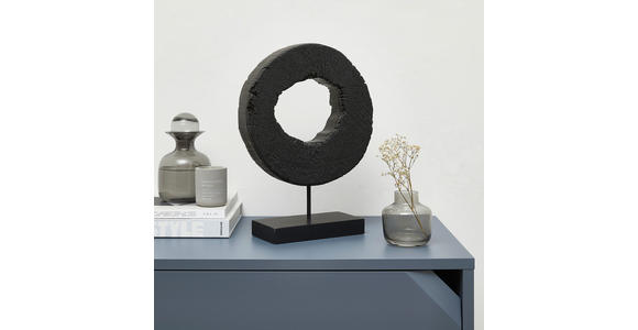 SKULPTUR - Schwarz, LIFESTYLE, Holz/Metall (27/39/10cm) - Ambia Home