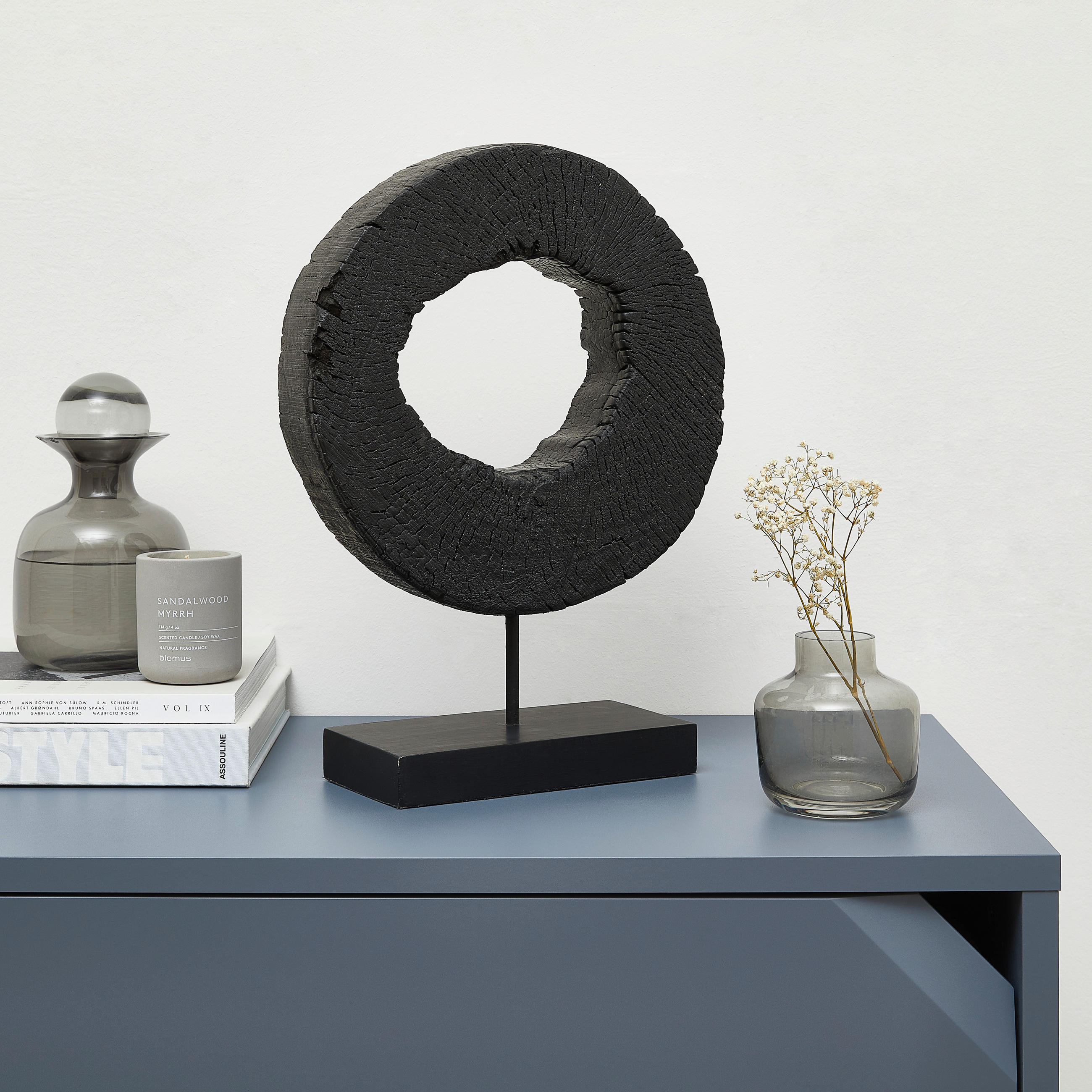 SKULPTUR - Schwarz, LIFESTYLE, Holz/Metall (27/39/10cm) - Ambia Home