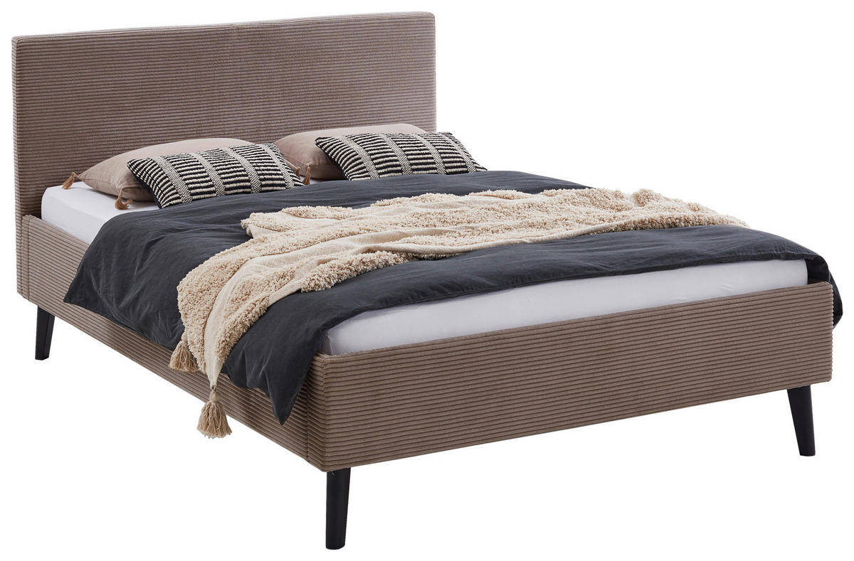 POLSTERBETT 140/200 cm  in Taupe  - Taupe/Schwarz, Basics, Holz/Textil (140/200cm) - Boxxx