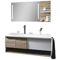 BADEZIMMER  in 128,4 cm  - Weiss/Eichefarben, Modern, Glas/Holz (128,4cm) - Voglauer