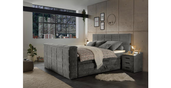 BOXSPRINGBETT 180/200 cm in Grau - Grau, KONVENTIONELL, Textil (180/200cm) - Carryhome