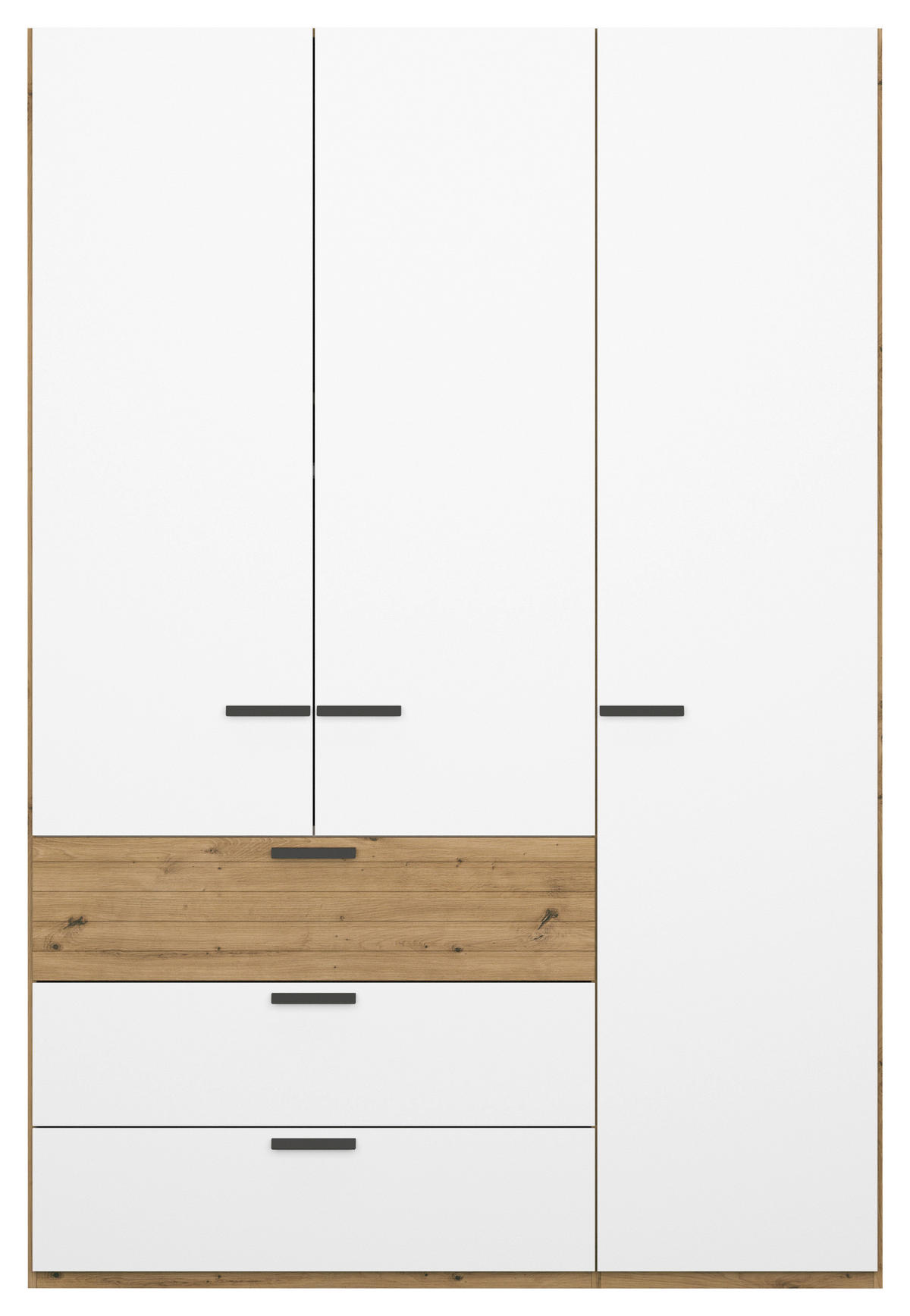 DREHTÜRENSCHRANK in Weiss, Eiche Artisan  - Weiss/Graphitfarben, Konventionell, Holzwerkstoff/Metall (151/223/62cm) - Xora