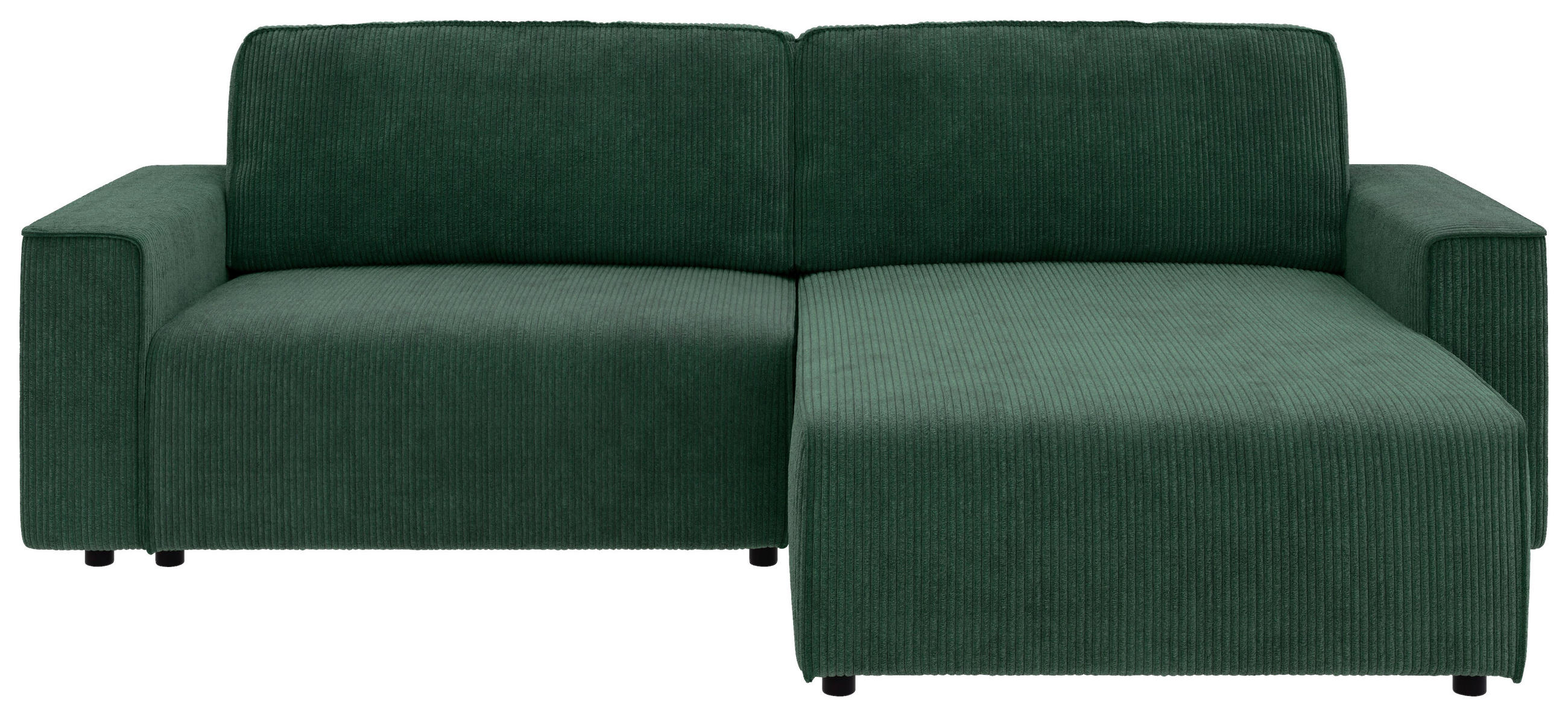 ECKSOFA in Cord Dunkelgrün  265/164 cm  - Dunkelgrün/Schwarz, MODERN, Kunststoff/Textil (265/164cm) - Trendmanufaktur
