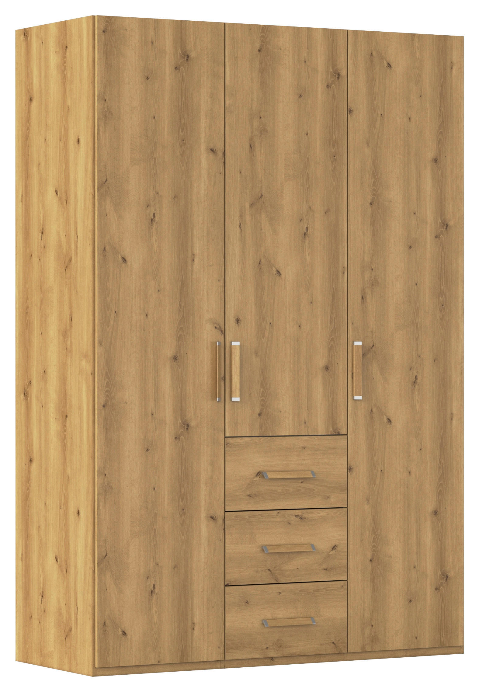 DREHTÜRENSCHRANK 151/223/60 cm 3-türig Eichefarben  - Eichefarben/Silberfarben, Design, Holzwerkstoff/Kunststoff (151/223/60cm) - Novel